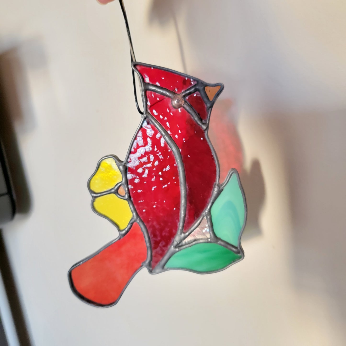 Cardinal Stained Glass Christmas Tree Ornament