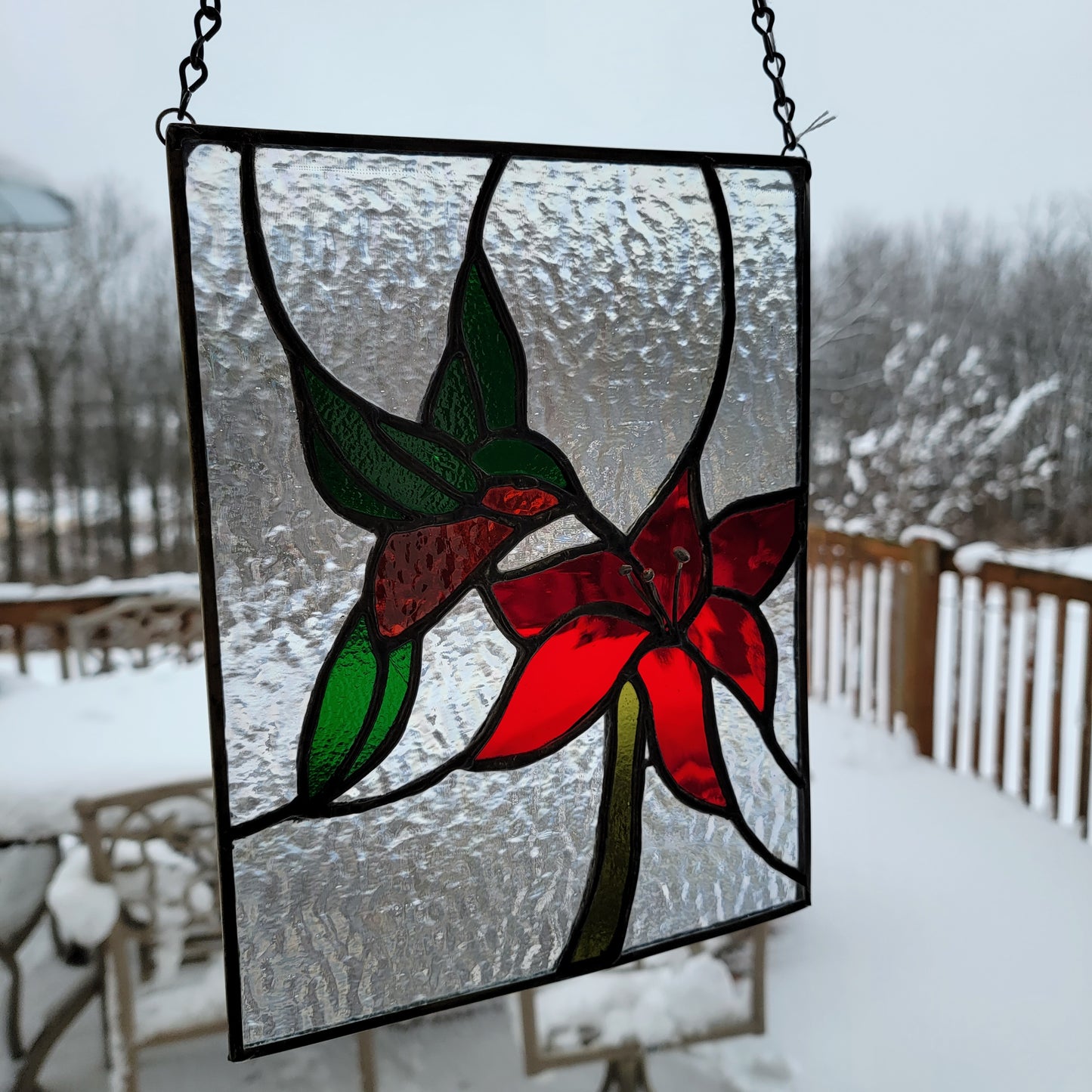 Humming Bird Stained Glass Panel