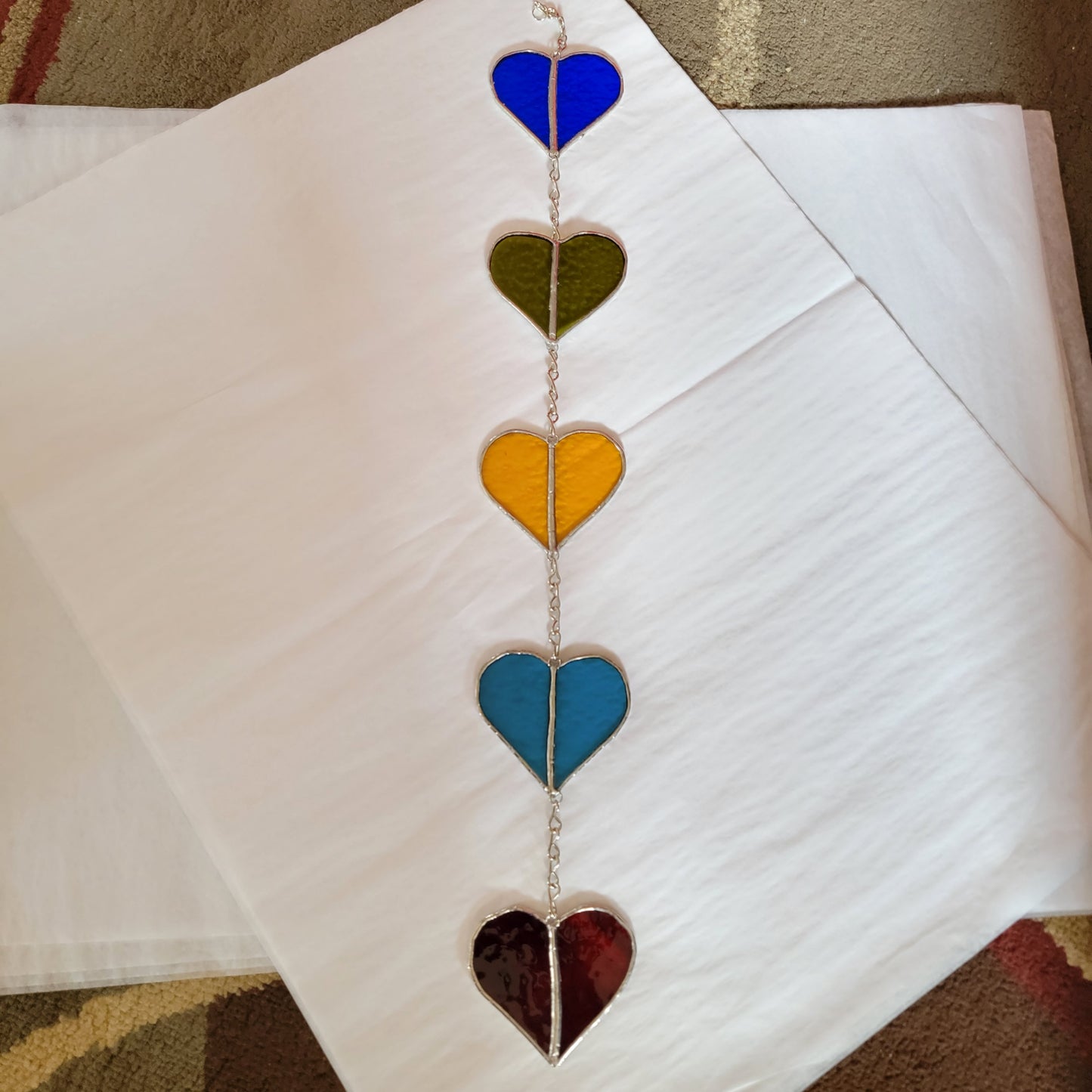 String of Hearts Stained Glass