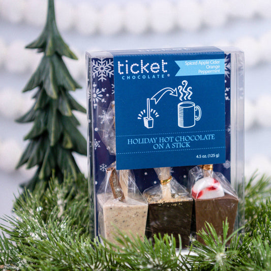 Holiday hot chocolate on a stick by Ticket chocolate