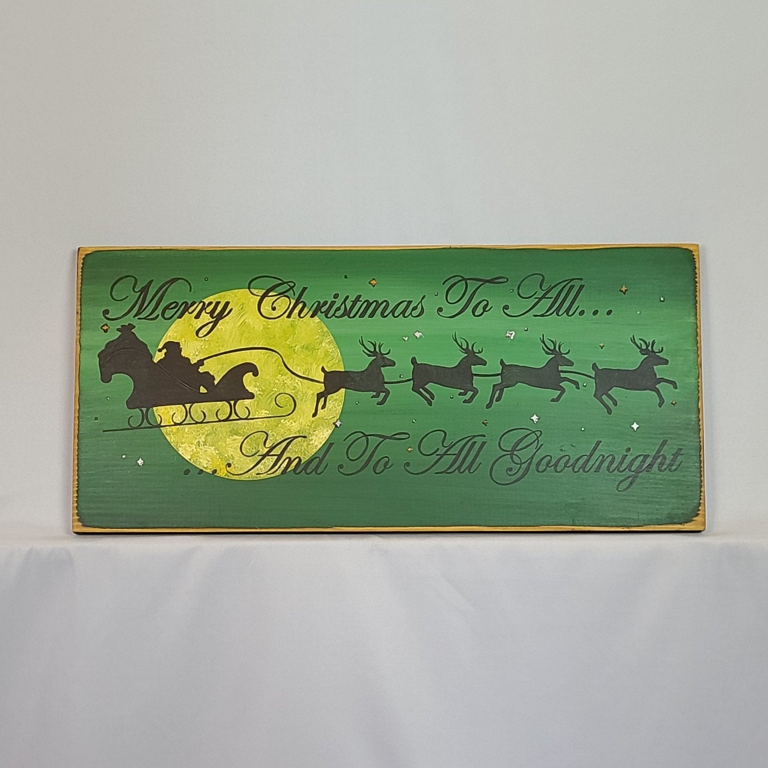 Merry Christmas Santa's Sleigh To All A Goodnight Wooden Sign