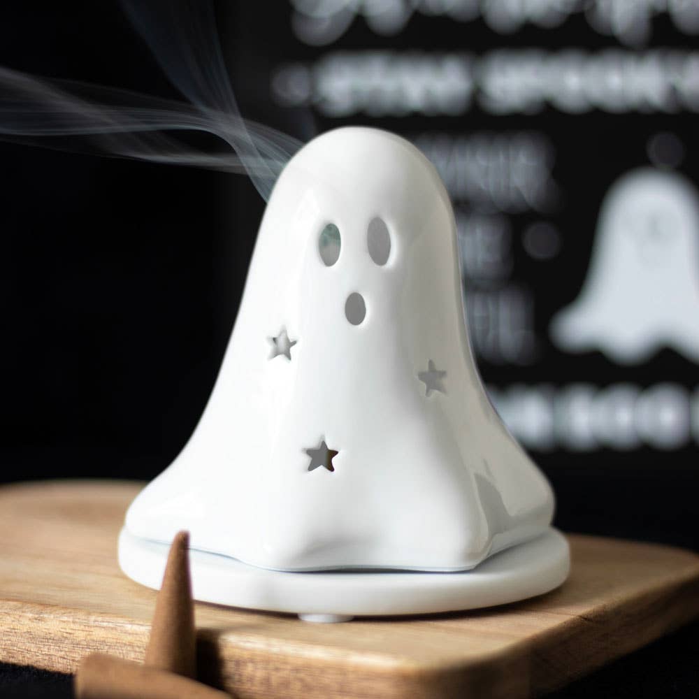 ceramic halloween ghost tealight incense holder