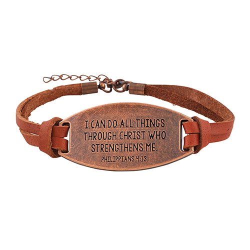leather bracelet I can do all things through Christ who strengths me