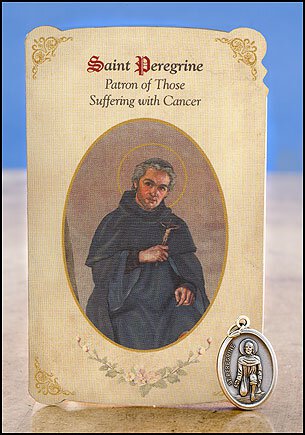 Saint Peregrine – Holy Card –Cancer Healing Medal Set 