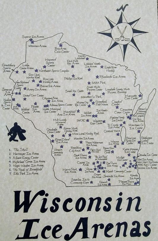 Wisconsin ice hockey tings map