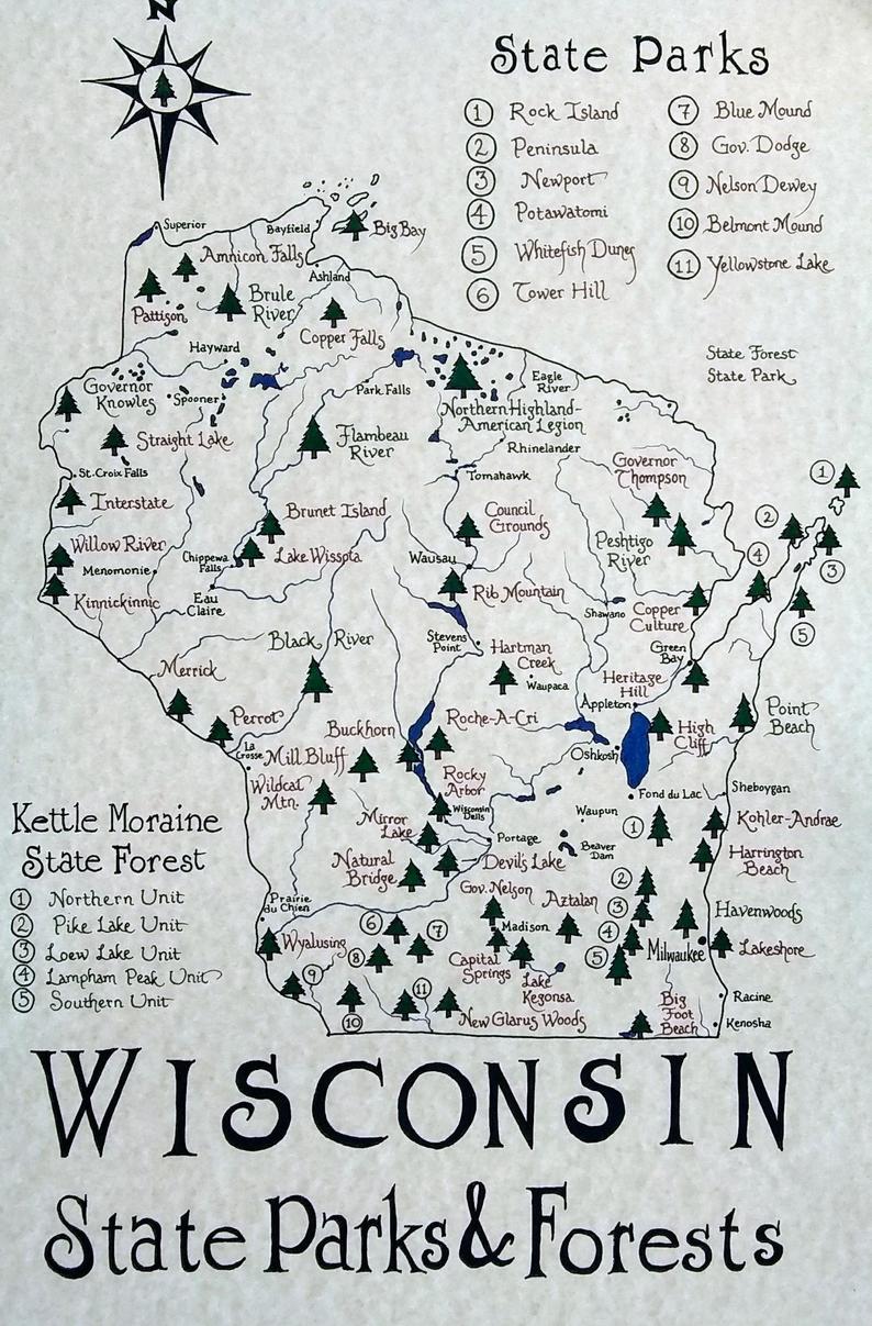 Wisconsin state park map