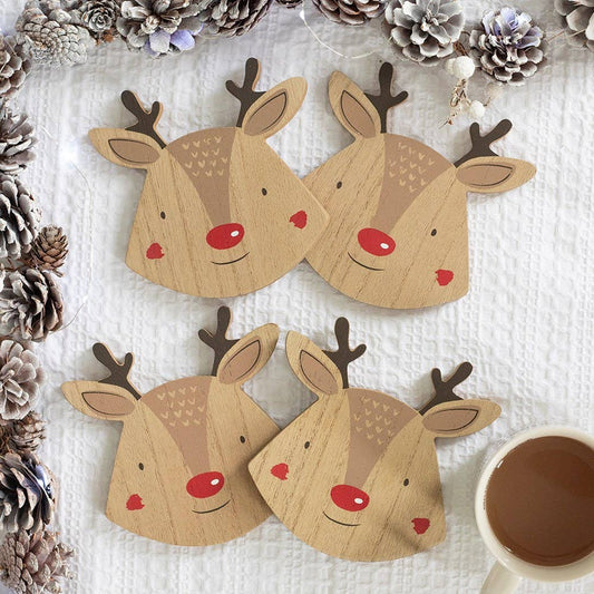 Set of 4 Christmas Reindeer Coasters