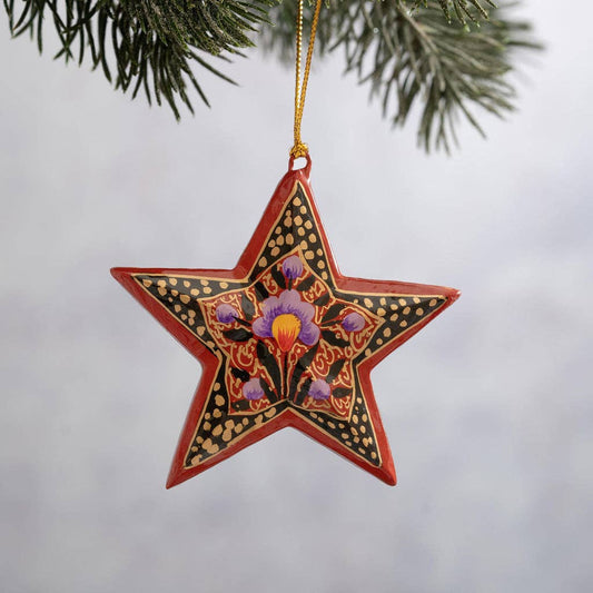 Red Trellis Mini Star Hanging Ornament