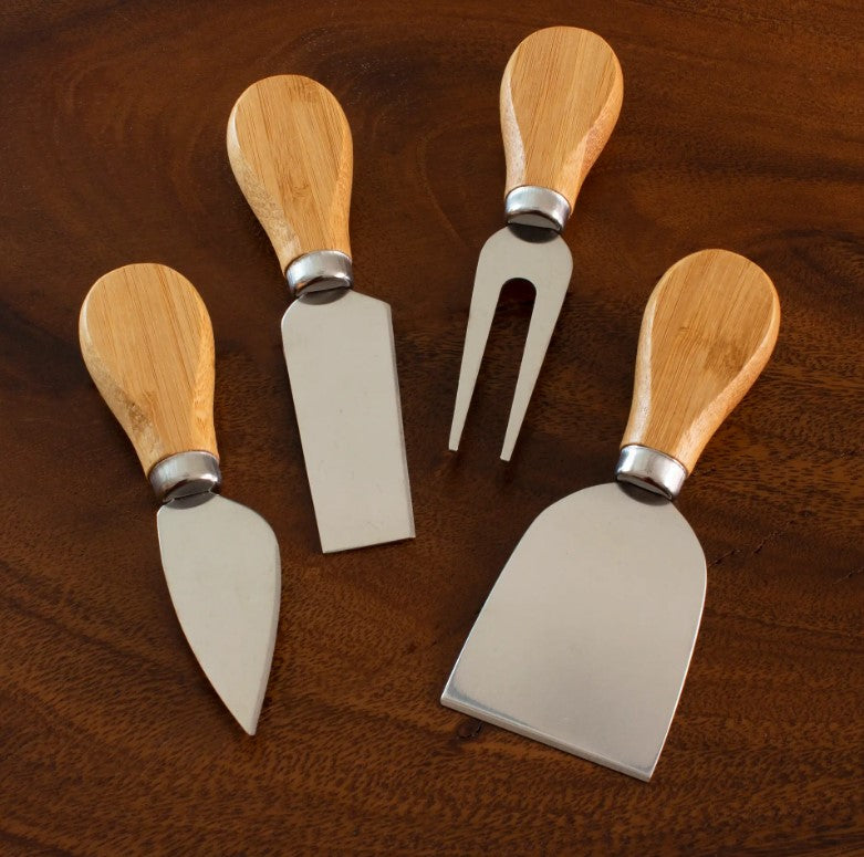 cheese knife set in wood