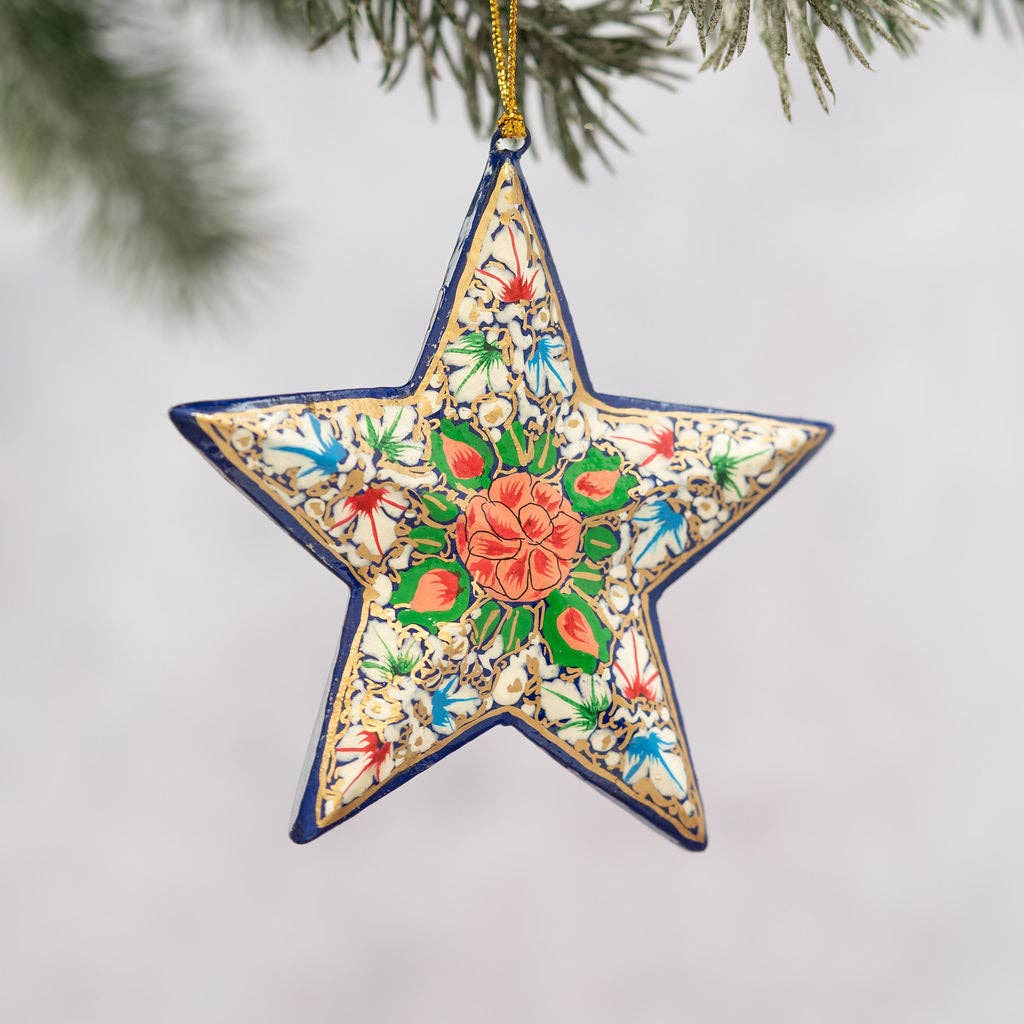 Turquoise & Pink Floral 3D Hanging Star