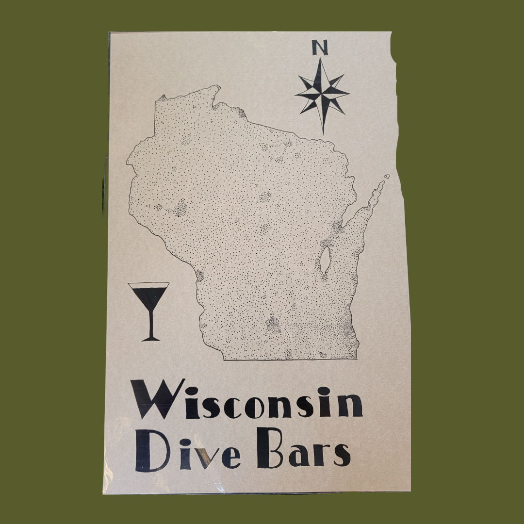 Wisconsin dive bars hand drawn poster