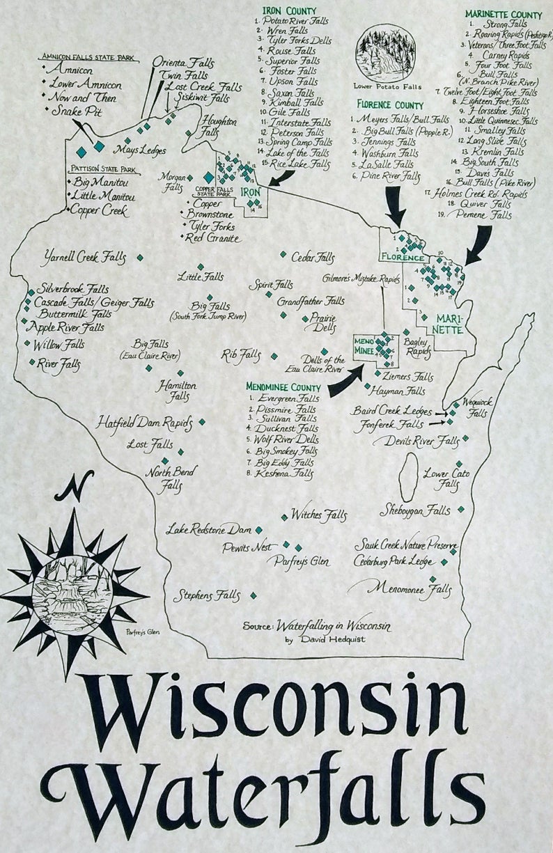 Wisconsin waterfalls map